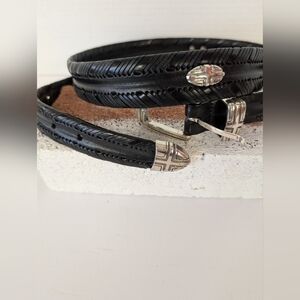Leather Belt with Silver Concho Accents Size 46 Inches